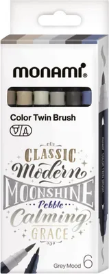 Produktbild von Color Twin Brush Tip Pens 6 Farben GREY Monami (2051009508)