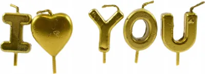 Produktbild von Tortenkerzen Gold I Love You Herz Geburtstagskerzen Set Romantisch Valentinstag Deko