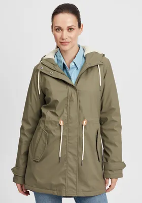 Produktbild von OXMO OXJolina Damen Regenmantel Regenjacke Übergangsjacke mit Kapuze