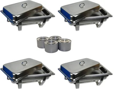 Produktbild von Chafing Dish Speisenwärmer Warmhaltebehälter Edelstahl 4er GN-Behälter Profi Set