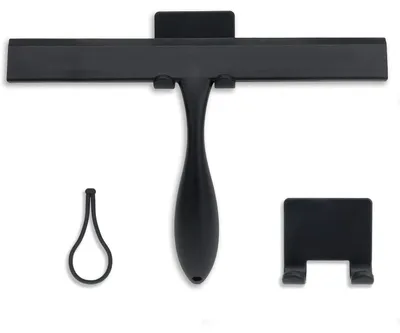 Obrázok produktu pre Silikónová stierka na sprchu s háčikom, čierna, 28 cm, ergonomická rukoväť