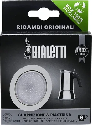 Produktbild von Bialetti Ersatzteilset 1 Dichtung Silikon + 1 Filter 6 Tassen für Venus, Kitty, Musa, 2-teilig (1 Set)