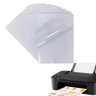 Zdjęcie produktu dla 12 arkuszy przezroczystej, samoprzylepnej folii do druku, format A4