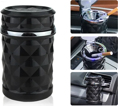 Produktbild von Q92C Bolwins Luxus LED KFZ Autoaschenbecher Aschenbecher Getränkehalter + 2 Windschnalle