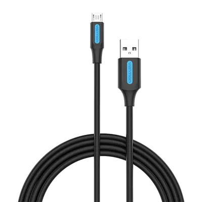 Imagen del producto de Cable Vention COLBI, 3 metros, USB A, Micro-USB B, USB 2.0, 0,48 Gbit/s, color , detalles plateados