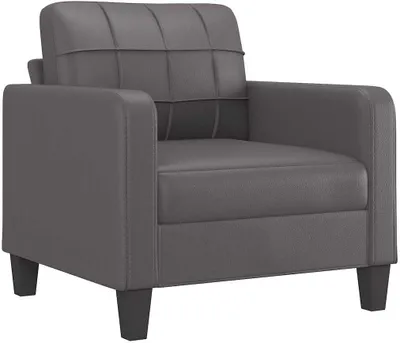 Produktbild von Langlebiger grauer Sessel aus Kunstleder, 60 cm, mit Metallgestell und bequemer Polsterung für ein modernes Wohnzimmer
