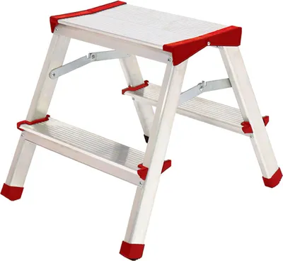 Image de Escabeau 2 marches Marche-pied Aluminium Charge 125 kg Pliable Pieds anti-dérapants BRIXO