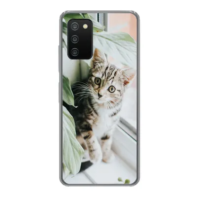 Produktbild von MuchoWow® Handyhülle Schutzhülle Hülle für Samsung Galaxy A03s Katze - Kätzchen - Pflanzen Silikon Softcase Handy Hülle - Schutz
