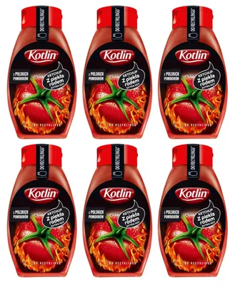 Obrázok produktu pre Kotlin Ketchup, extra pikantný, 6 ks x 450 g – paradajková omáčka, balenie, bezlepkové