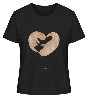 Produktbild von Mr. & Mrs. Panda Damen T-Shirt Otter Valentine Größe S - Schwarz - Geschenk, Valentinstag, Freundin, für Frauen, Liebesbeweis, Jersey Shirt, Hochzeitstag, Basic, Oberteil