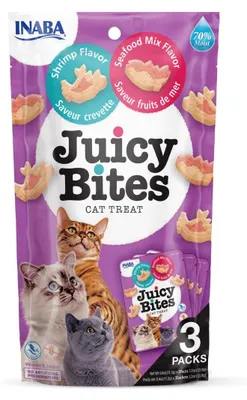 Immagine prodotto di Snack INABA Juicy Bites Gamberetti e Frutti di Mare - prelibatezze per gatti - 3x11,3 g