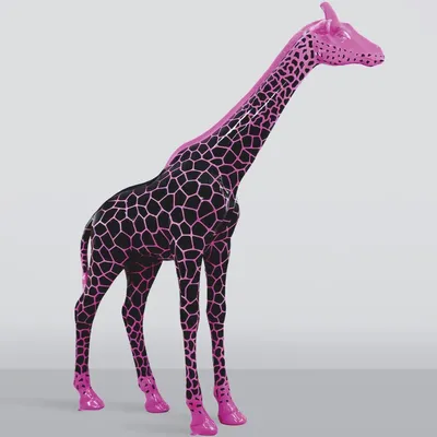 Produktbild von Casa Padrino XXL Deko Skulptur Giraffe Schwarz / Pink H. 320 cm - Riesige Garten Deko Figur