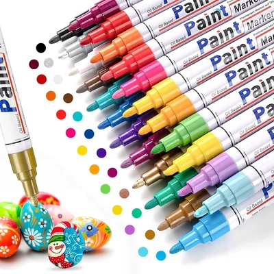 Produktbild von Permanent Marker Lackstifte 24 Farben Wasserfest für Stein, Metall, Holz, Keramik, Glas