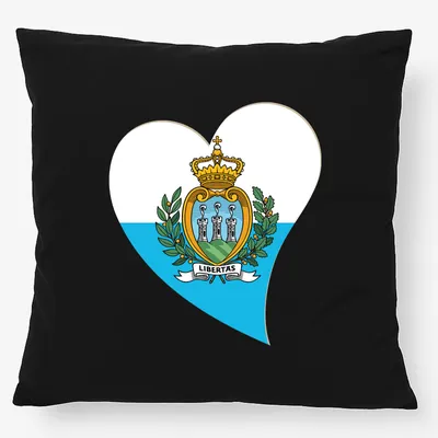 Produktbild von Huuraa Kissen San Marino Flagge Herz 40x40cm mit Füllung Black Baumwolle Dekokissen Geschenkidee