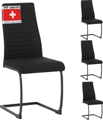 Produktbild von ALBATROS Freischwinger Stuhl TURANO 4er Set, Schwarz - Esszimmerstuhl Schwingstuhl mit Modernem Design, Stoff-Bezug, Dicke Polsterung - Küchenstuhl, Polster-Stuhl Esszimmer, Esstisch Stuhl