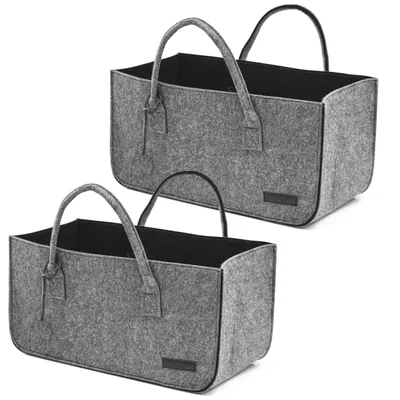 Obrázek produktu pro sada 2 plstěných tašek šedá/černá 50x25x25cm