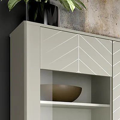 Produktbild von Wohnwand in Beige mit Lowboard, Vitrine & Highboard, 3-teilig MAZARA-161