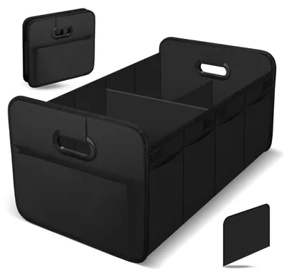 Image de Organisateur de coffre pliable, avec compartiments et poignée, en tissu Oxford