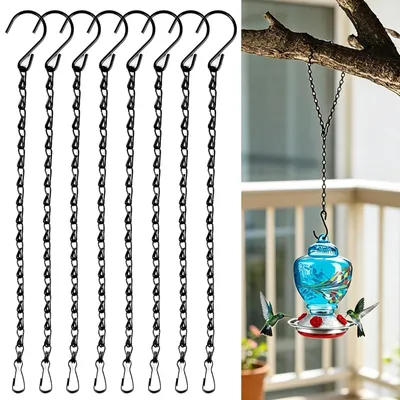 8er-Set Pflanzenhängeketten, 50 cm, Metall, schwarz