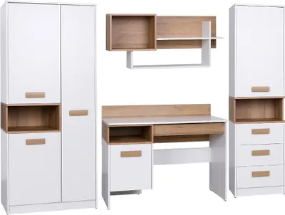 Produktbild von Marmex Grant SET A -  Kleiderschrank, Schreibtisch, Wandregal, Standregal