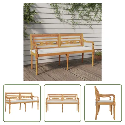 Produktbild von The Living Store Batavia-Bank mit Kissen 150 cm Massivholz Teak