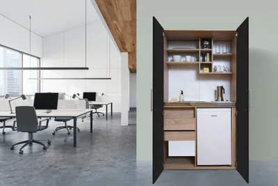 Produktbild von Küche Büroküche Miniküche Singleküche Eiche Schwarz Peter 104 cm Respekta