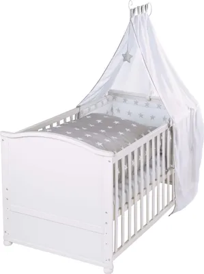 Produktbild von roba Komplettbettset 'Little Stars', weiß, 79x153cm inkl. Bettwäsche, Himmel, Nest, Matratze