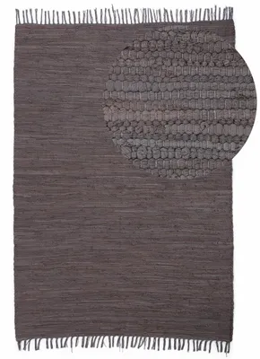 Produktbild von Flickenteppich Kelim Chindi Uni Mauve 90x160 cm, handgewebt | Fleckerlteppich aus Baumwolle für Wohnzimmermit Fransen