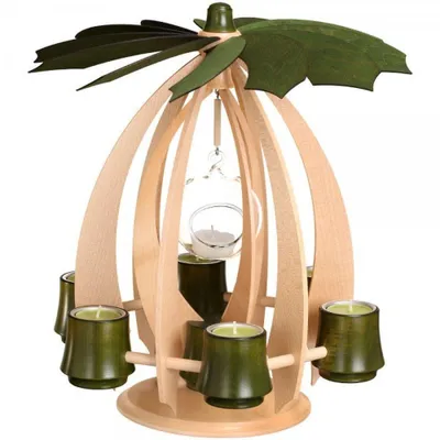 Produktbild von Schwebepyramide Moosgrün mit Glaskugel BxHxT 33,5x37x33,5cm NEU