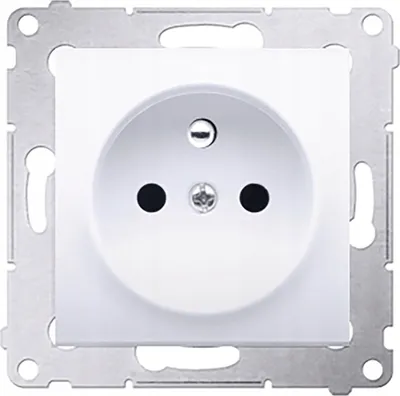 Image de Prise simple pour cadre extérieur avec broche de mise à la terre Blanc DGZ1CZ.01/11 CONTACT SIMON