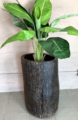 Produktbild von Vase, Übertopf, Pflanzgefäß aus Palmholz, Braun, 68*45*45 cm, Vasen & Blumentöpfe