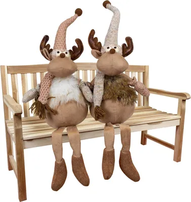 Produktbild von Elch 30cm (70cm) Kantenhocker Deko Figur Rentier braun, 2 Stück