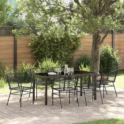 Immagine prodotto di Maison Exclusive - Set da pranzo da giardino 7 pezzi in polyrattan nero