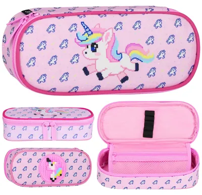 Produktbild von Einhorn Schul-Federmäppchen mit Fächern, geräumiges Etui für Mädchen, 22 × 10 × 5 cm