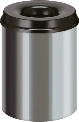 Produktbild von Feuerlöschender Papierkorb Edelstahl 15 Liter - Edelstahl, Schwarz