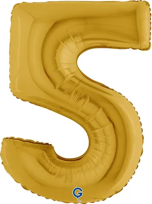 Produktbild von XXL Zahlen Folienballon 40"/102cm | Gold5 Zahl: 5