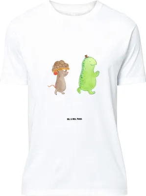 Produktbild von Mr. & Mrs. Panda T-Shirt Schildkröte Maus - Weiß - Geschenk, Freunde, Oversize Shirt, Tshirt, Lustiges