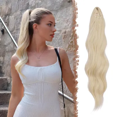 Obrázok produktu pre Syntetické vlasy do copu, vlnité, svetloblond, 50 cm, systém klipsní