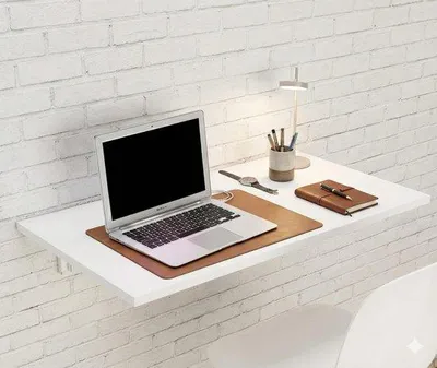 Productafbeelding van ZEO WOOD Wandtafel, inklapbaar, wandbureau voor thuiswerken, inklaptafel voor keuken en kleine ruimtes, wit