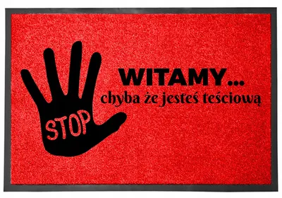 Produktbild von TabPrint Fußmatte 40x60 Rot Humor Spruch 'Bist du Schwiegermutter?'