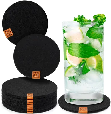 Produktbild von Glasuntersetzer mit Lederlabel 10er-Set