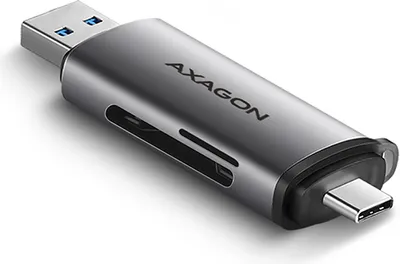 Zdjęcie produktu dla Mobilny czytnik kart AXAGON USB 3.2 Gen 1 ze złączami USB-C i USB-A | CRE-SAC