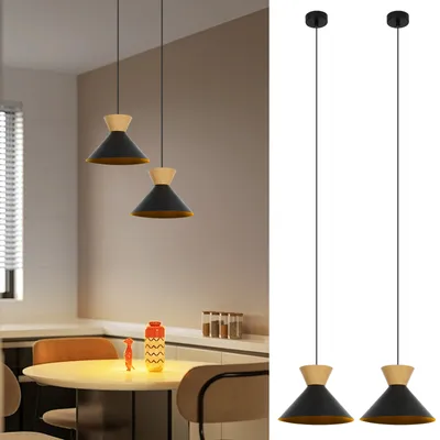 Immagine prodotto di ZMH lampada a sospensione sala da pranzo vintage lampada a sospensione 2 nero luce a sospensione 1 fiamma industriale E27 tavolo da pranzo lampada in metallo retrò per cucina corridoio bar