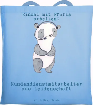 Produktbild von Mr. & Mrs. Panda dokumententasche Kundendienstmitarbeiter Leidenschaft - Sky Blue - Geschenk, Jutetasche, Schultasche, Lustig, Callcenteragent, Einkaufstüte, Spruch
