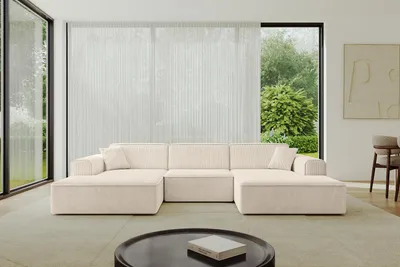 Produktbild von ALTDECOR Ecksofa in U-Form IREA-U1-v3 301x165x77 cm Beige Corner Sofa Bett Eckcouch Couch L-Form Wohnlandschaft Cauchsofa