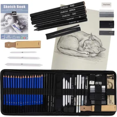 Produktbild von KIK Kunstleck Bleistift-Set zum Zeichnen und Skizzieren, 54-teilig