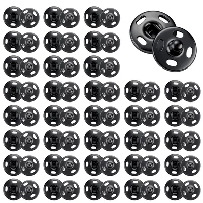 Metall-Druckknöpfe 8,5 mm, schwarz, 50 Stück zum Annähen