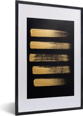 Produktbild von MuchoWow® MuchoWow® Gerahmtes Poster Muster aus goldener Farbe auf schwarzem Hintergrund 40x60 cm - Poster mit zchwarzem Bilderrahmen - Poster in Rahmen