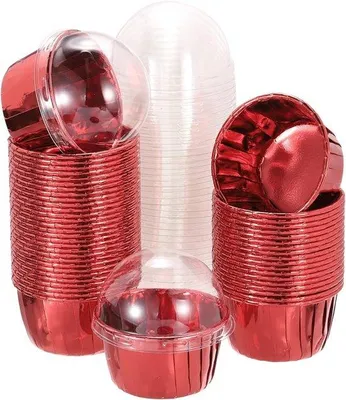 Produktbild von Aluminiumcupcakeformen - Set aus 50 - rot - Papier