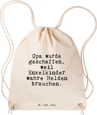 Produktbild von Mr. & Mrs. Panda Gymbag Opa wurde geschaffen, weil... - Transparent - Geschenk, gym rucksack, Spruch Sprüche Weisheiten Zitate Lustig Weisheit Worte, Turnbeutel, Beutel
